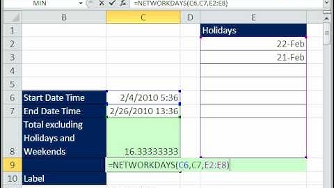 Excel Magic Trick 533: Date/Time Calculation excluding Holidays & Weekends