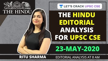 23-May-2020 | The Hindu Editorial Analysis for UPSC CSE | Crack UPSC CSE/IAS | Ritu Sharma