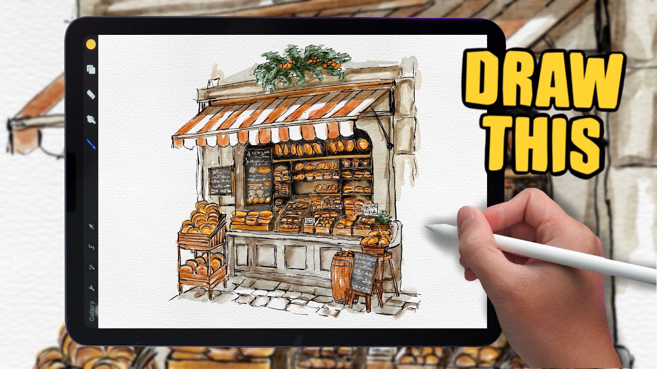 PROCREATE Landscape Drawing Tutorial - Bakery