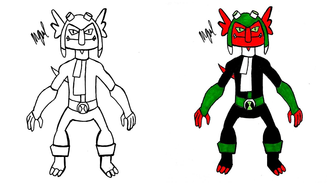 How To Draw Jury Rigg From Ben 10 - Youtube