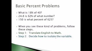 Solving Percent Problems - Lesson 9 Math 100G