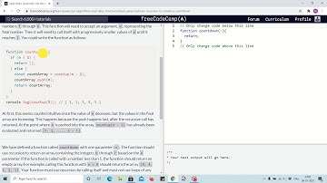 Lesson 110 - use recursion to create countdown - freecodecamp