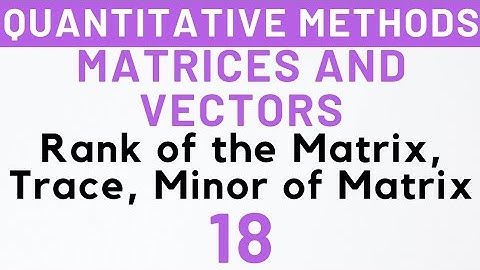 18- Rank, Minor, Trace of the Matrix, Sub- Matrices, Matrices & Vectors, MEC-103 | Kanishka Luthra