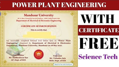 Power Plant Engineering Quiz l FREE CERTIFICATE l Engineering Certificate Free l Power Plant l GK