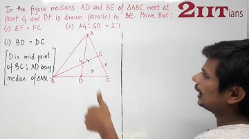 SIMILARITY Exercise 13.1 Q19 Class X ICSE | IIT JEE medians AD and BE of ∆ABC meet at the point G