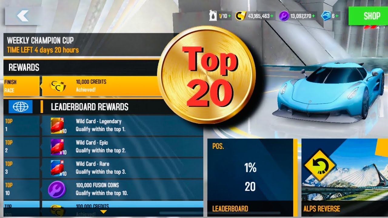 Asphalt 8, Weekly Champion Cup Alps Reverse Koenigsegg Jesko