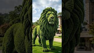 Won’t Believe This Lion Is Made of Plants 🌿🦁I#aiart #cinematicai #topiary #lion #satisfying #shorts