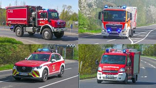 Einsatzfahrten zu Großbrand in Ochtendung - Landkreis Mayen-Koblenz