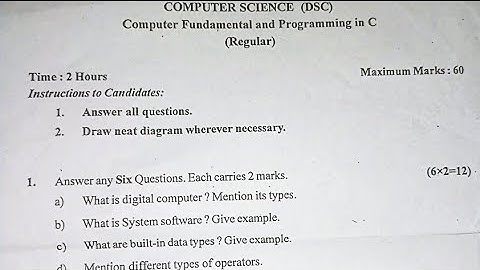 1 semester(NEP) RCUB B. Sc. Degree Examination, April/May - 2022 COMPUTER SCIENCE question paper
