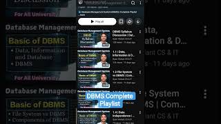 DBMS Playlist Completed #cse #dbms #education #science #engineering #computerscience