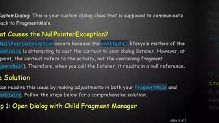 Solving the NullPointerException for Custom Dialog Listener in Android