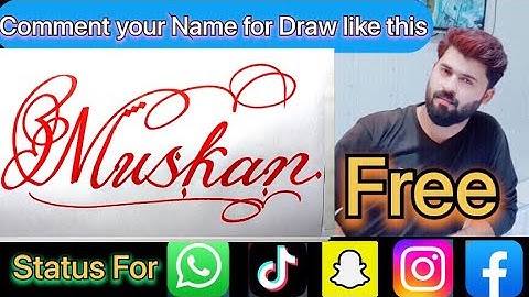 Kuskan Name Signature Calligraphy Status | How to Cursive write with cut Marker #muskan @Muskan