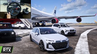 2023 BMW 7 Series | MAFIA GANG CONVOY | GTA 5 | Steering wheel gameplay screenshot 5