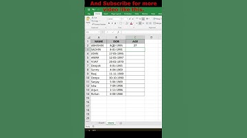 Calculate Age in Excel | Get the AGE in Years from Date Of Birth in Excel | Age Calculator #shorts