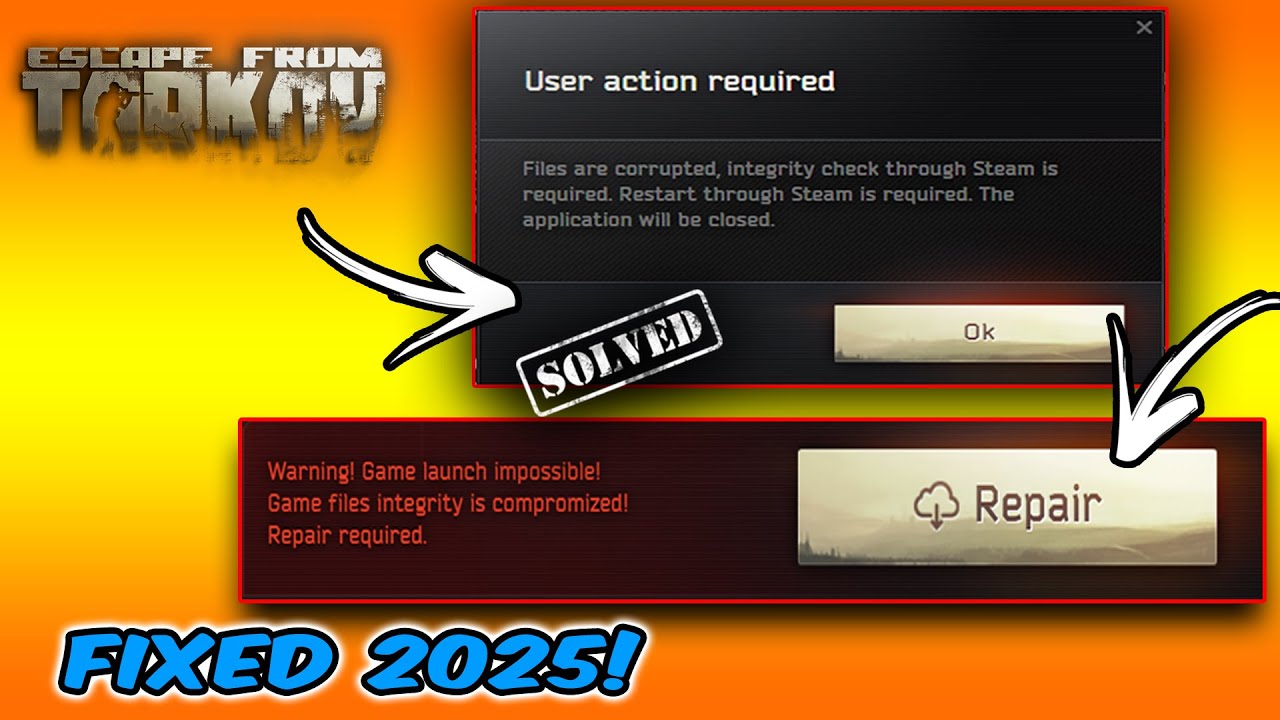 User Action Required Fix User Action Required Error Escape from Tarkov - Files Are Corrupted ...