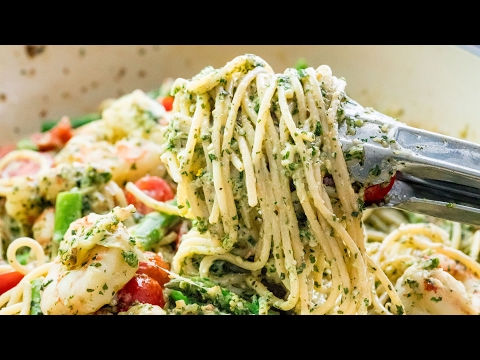 Pesto Shrimp Asparagus Pasta