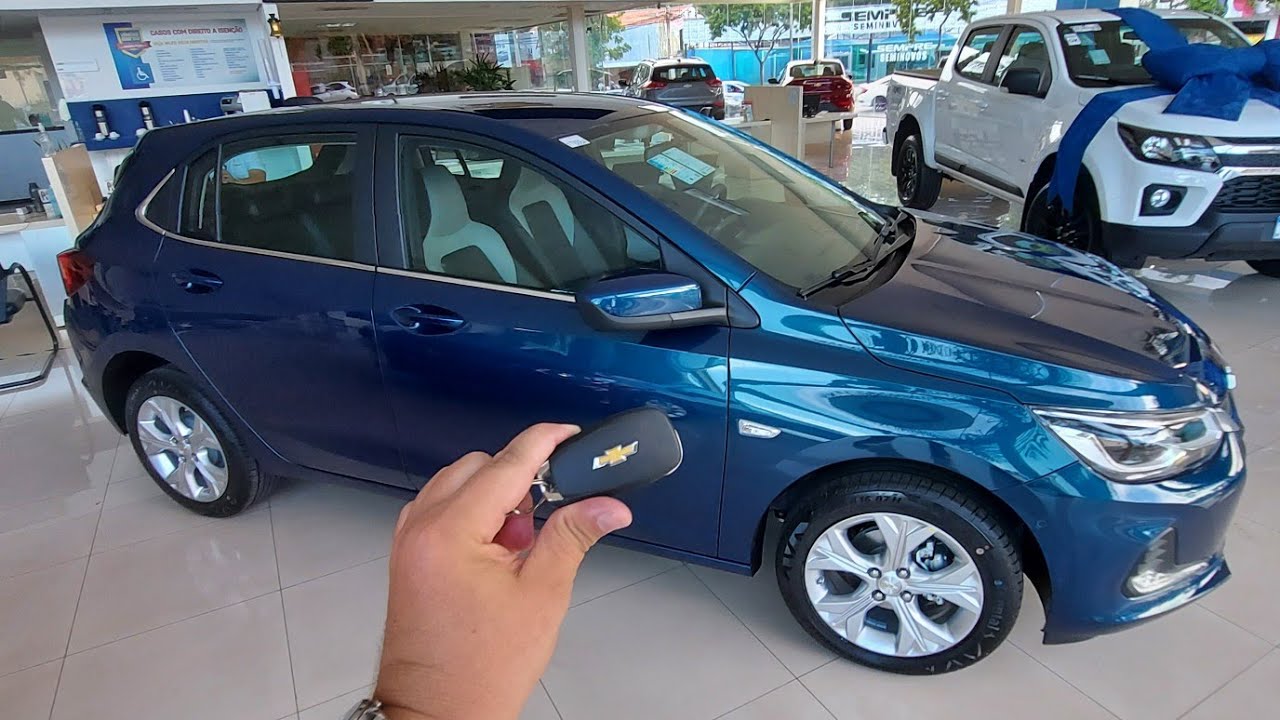 Detalhes externos novo Chevrolet Onix Premier 2 R7R azul seeker 2022 ...