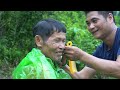 The old mans new happiness a smile on his face a haircut and thoughtful care for him