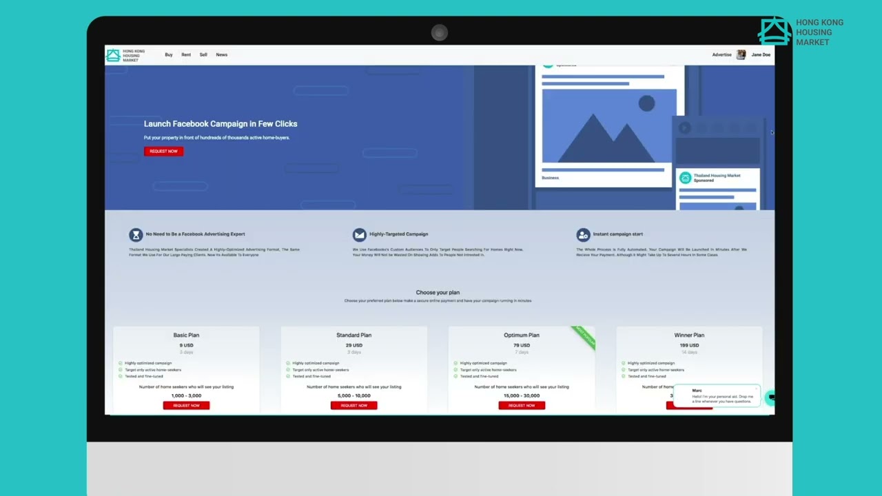 Facebook Advertising for Real Estate on Housing Market Group's Real Estate Marketplaces