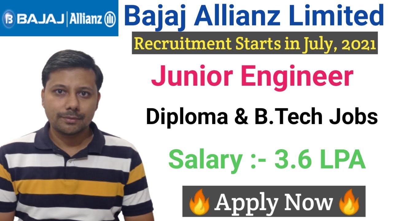 Junior Engineer Vacancy in Bajaj Allianz I Mechanical Job I Engineering ...