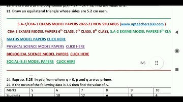 9th class sa2 maths question paper 2023💯💯💯model paper