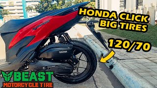 120/70 BEAST TIRE FLASH Big Tire Upgrade for Honda Click | Budget Meal pero Kwality na Gulong