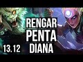 Rengar vs diana jng  penta legendary 21m mastery 2142 300 games  euw master  1312