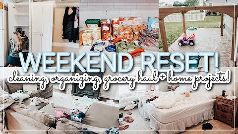 SPEND THE WEEKEND WITH ME! | cleaning, organizing, grocery haul, & starting home projects!