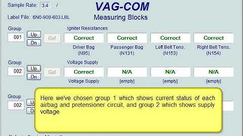 Testing SRS Airbag with VCDS Software (via VAGCOM Cable)