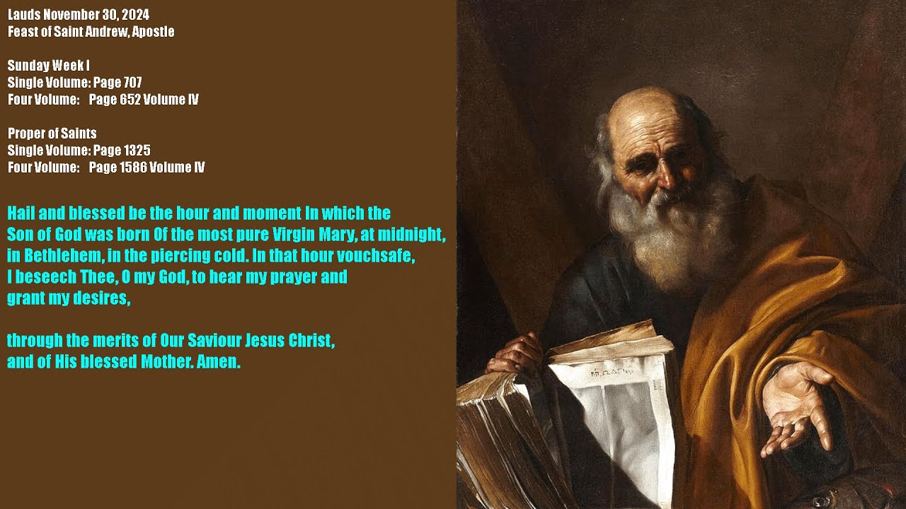 Lauds November 30, 2024 Feast of Saint Andrew, Apostle - YouTube