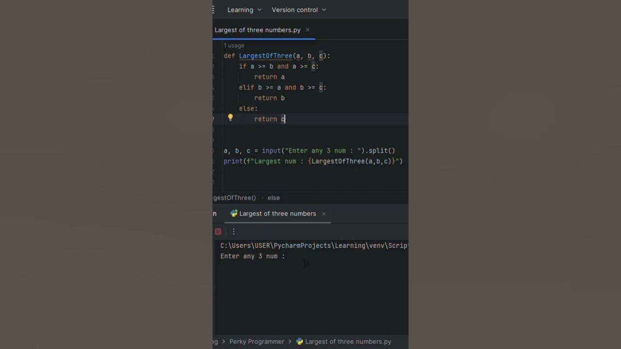 Largest Of Three Numbers #shorts #python #math #numbers #programming # ...