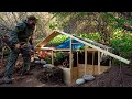 Secret Dugout, A cozy house underground, solo shelter building in the woods