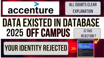 ACCENTURE MAILS | YOUR DATA ALREADY EXISTED IN DATABASE | YOUR IDENTITY VERIFICATION REJECTED MAIL