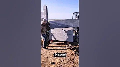 How Precast Concrete Slabs Are Installed | Modern Fence Building #craftsmanedge #shorts