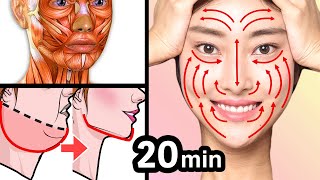 20Mins Face Lift Exercises For Beginners! Reduce Jowls, Laugh Lines, Double Chin