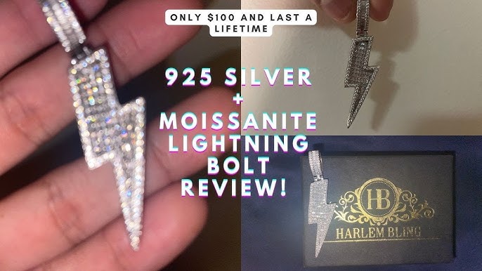 VVS MOISSANITE Iced Hip Hop Real Silver / Gold Lightning Bolt