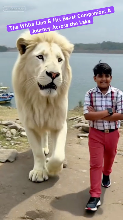 🦁🌊🤍 The Lake of Legends: White Lion & Beast Walk Through the Mountain Valley