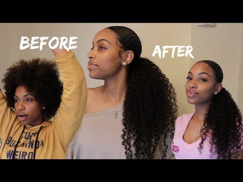 how-to:-sleek-low-ponytail-w/-weave-on-short-natural-hair