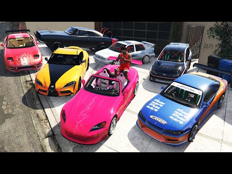 GTA 5 - Stealing Fast and Furious Cars with Franklin! (Real Life Cars #17)