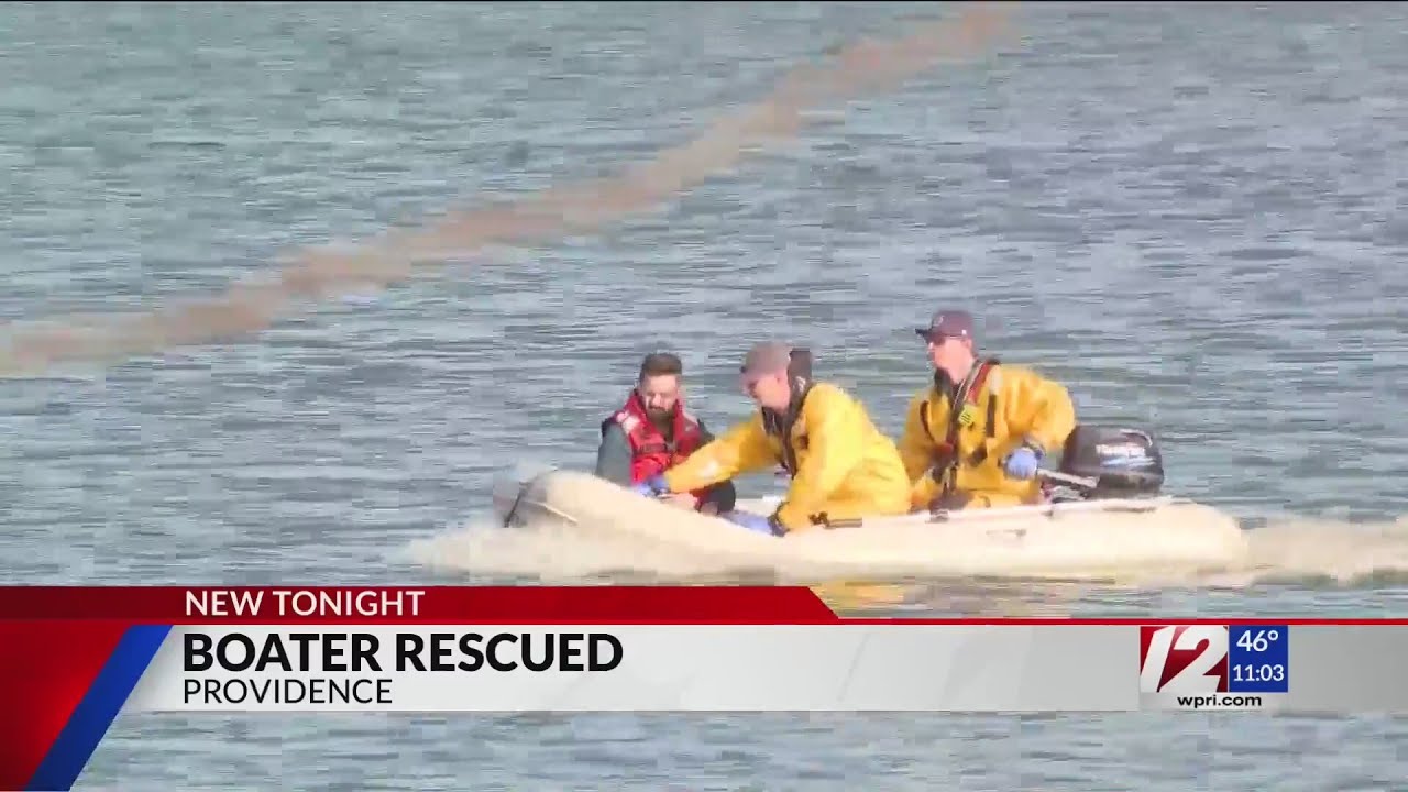 Boater rescued in Providence after vessel capsizes - YouTube