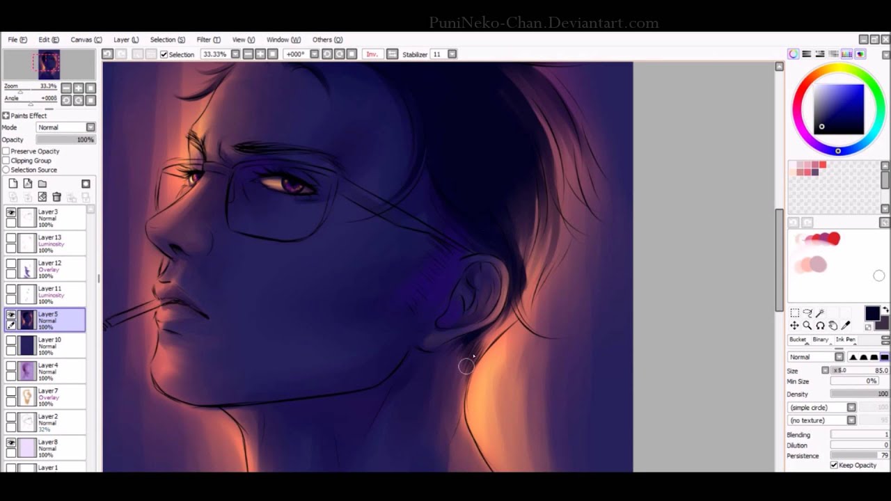 Drawing SemiRealistic Anime/Manga Guy - SPEEDPAINT in SAI - [ Bad