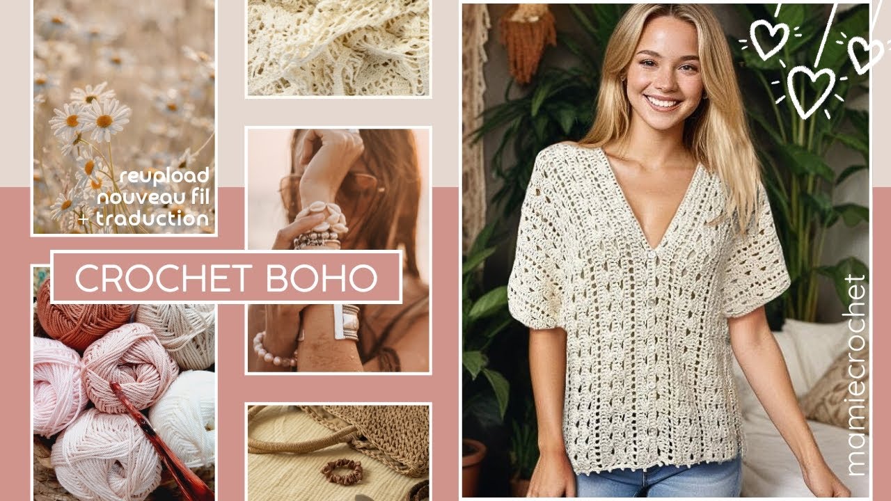 🌸 CROCHET DEBUTANTE, JUSQU'AU 7 XL TOP SUZY 🌸 REDECOUVERTE + NOUVEAU  FIL +TRANSLATION @MamieCrochet