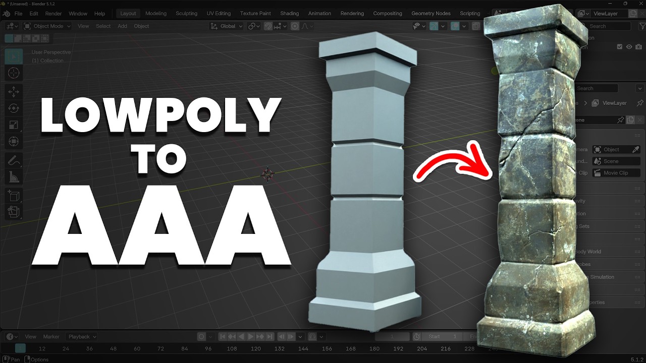 How to Turn Low Poly Models into AAA Game Assets - Blender 5: video thumbnail