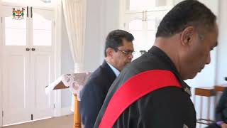 Fiji’s President officiates at the swearing-in ceremony for Honourable Mr. Justice Mohamed Azhar .
