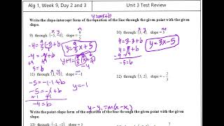 Algebra 1 - Unit 3 Test Review Net Worth