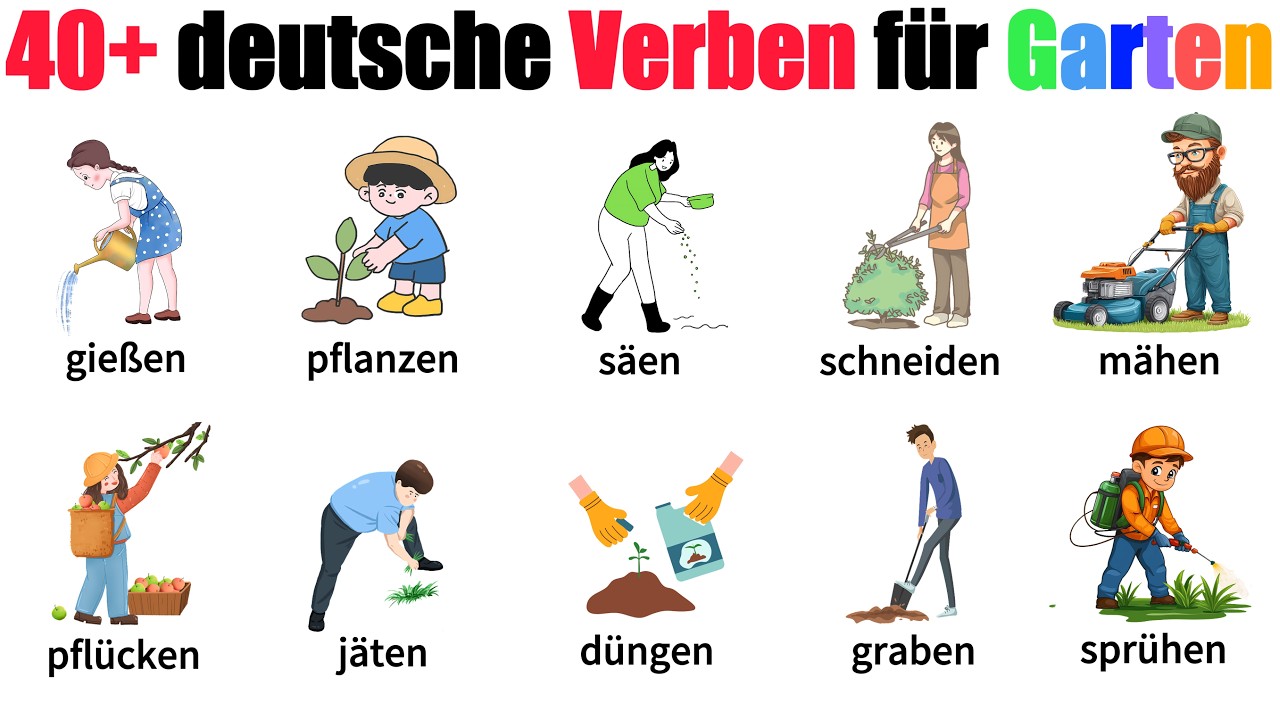 40+ deutsche Verben für den Garten | A1-B1 | Deutsch Lernen | Deutsch für Anfänger
