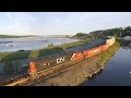 Baby stacker awesome aerial view of cn stack train 121 wbig lashup  dpu at bedford ns