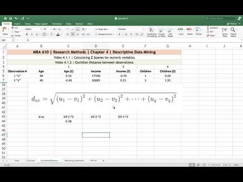 MBA 610 | 4.1.2 | Calculating Euclidian Distance