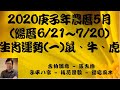 2020年農曆5月(陽曆6/21 ~ 7/20)生肖八字流月運勢分享 (一) 鼠、牛、虎