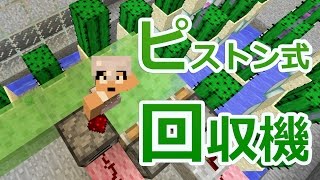 【カズクラ】自力で考えたピストン式サボテン回収機！マイクラ実況 PART523